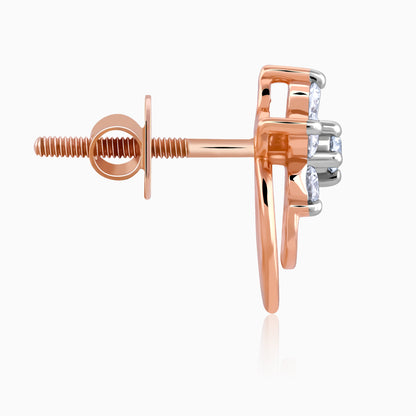 Rose Gold Cosmic Petal Diamond Studs