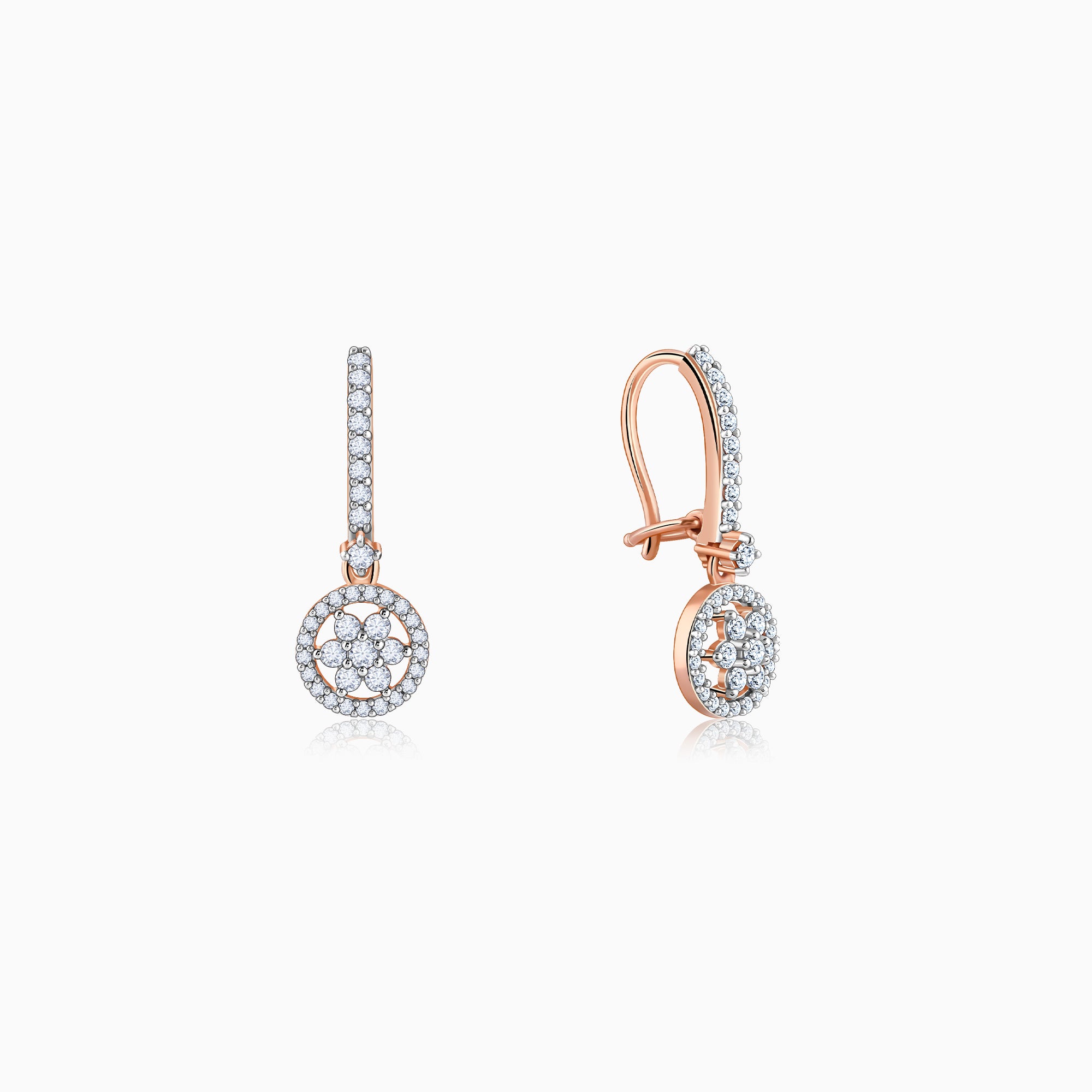 Rose Gold Harmony Solitaire Diamond Drop Earrings - Image 1