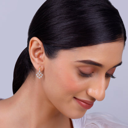 Gold Rhombus Aura Diamond Earrings