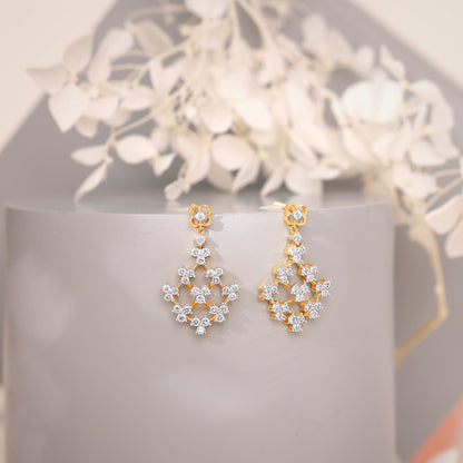 Gold Rhombus Aura Diamond Earrings