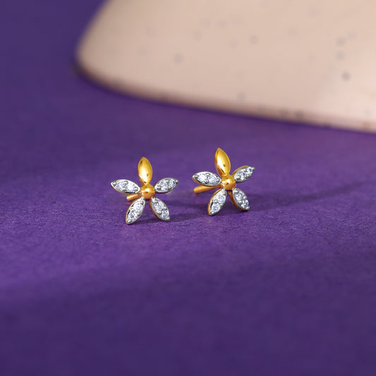 Gold Geranium Diamond Earrings