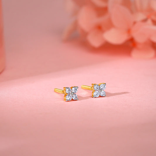 Gold Adorable Floret Diamond Studs made with lab grown diamonds