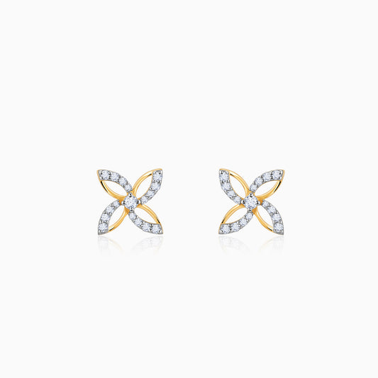 Gold floral earrings with lab-grown diamonds