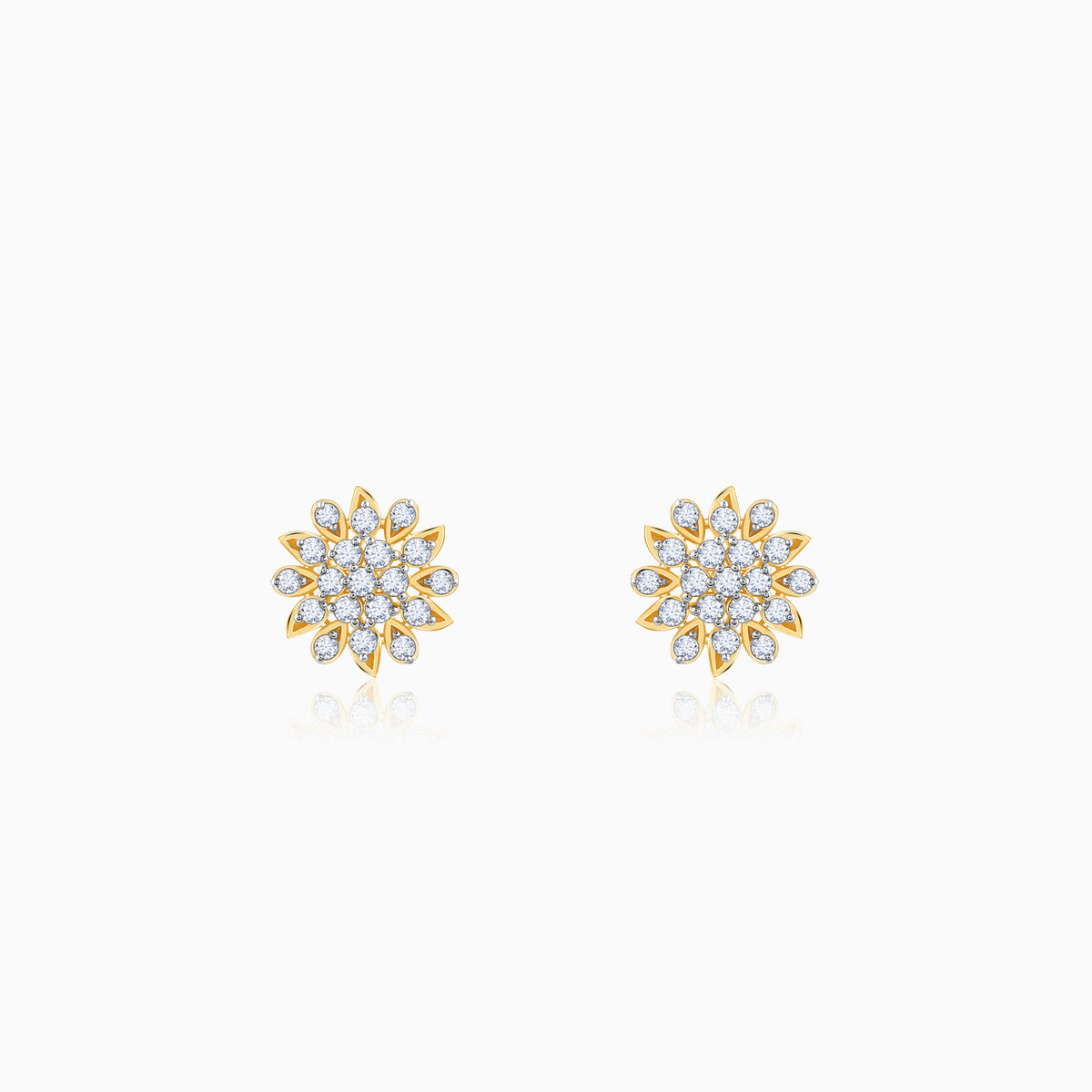 Gold Radiant Blossom Diamond Earrings