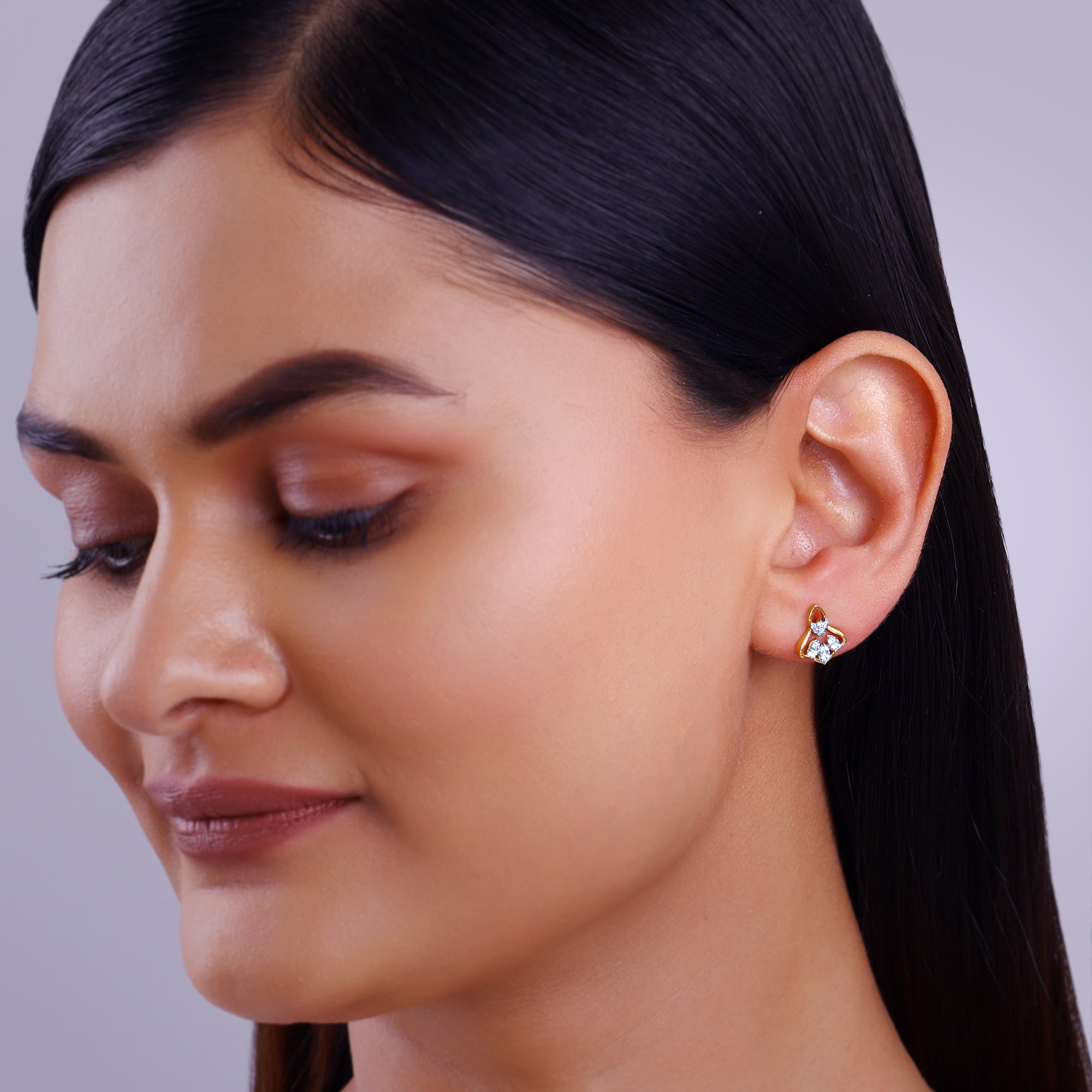 Gold Bellflower Rhapsody Lab Grown Diamond Earrings - view 3