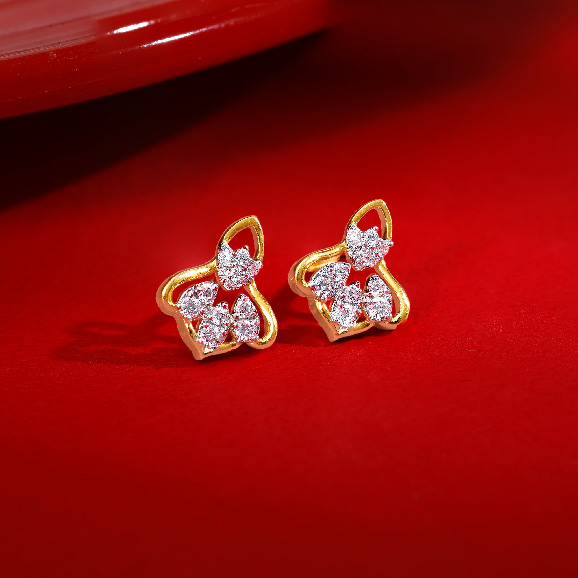 Gold Bellflower Rhapsody Lab Grown Diamond Earrings - view 2