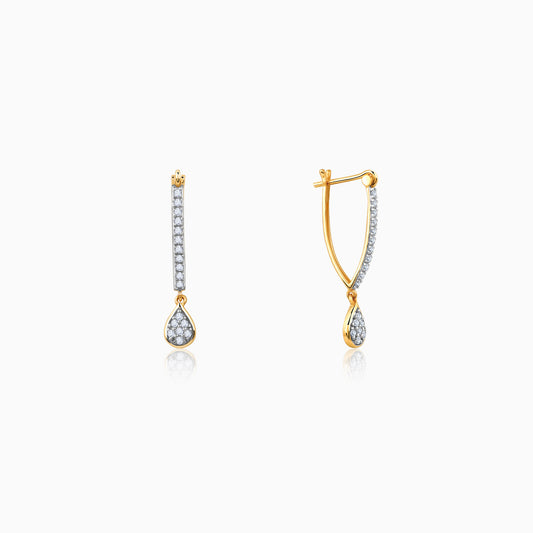 Gold Twilight Tear Lab Grown Diamond Hoop Earrings