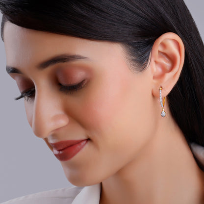 Gold Twilight Tear Lab Grown Diamond Hoop Earrings