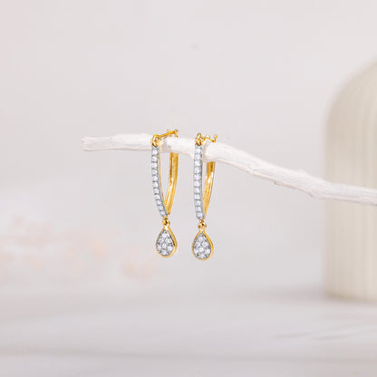 Gold Twilight Tear Lab Grown Diamond Hoop Earrings