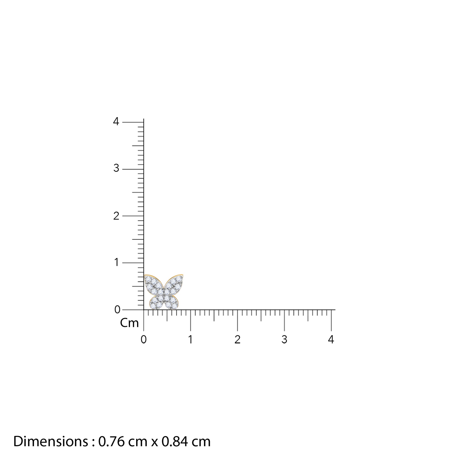 Butterfly gold earrings with lab-grown diamonds
