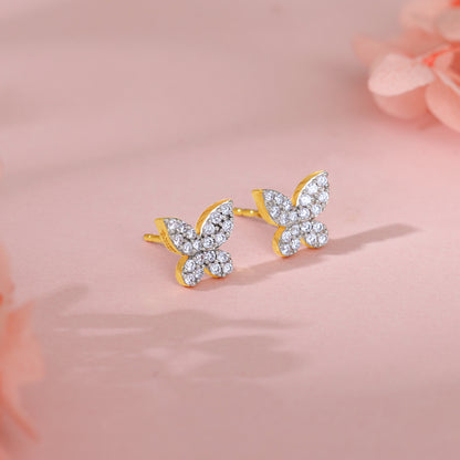 Gold Blissful Butterfly Lab Grown Diamond Earrings