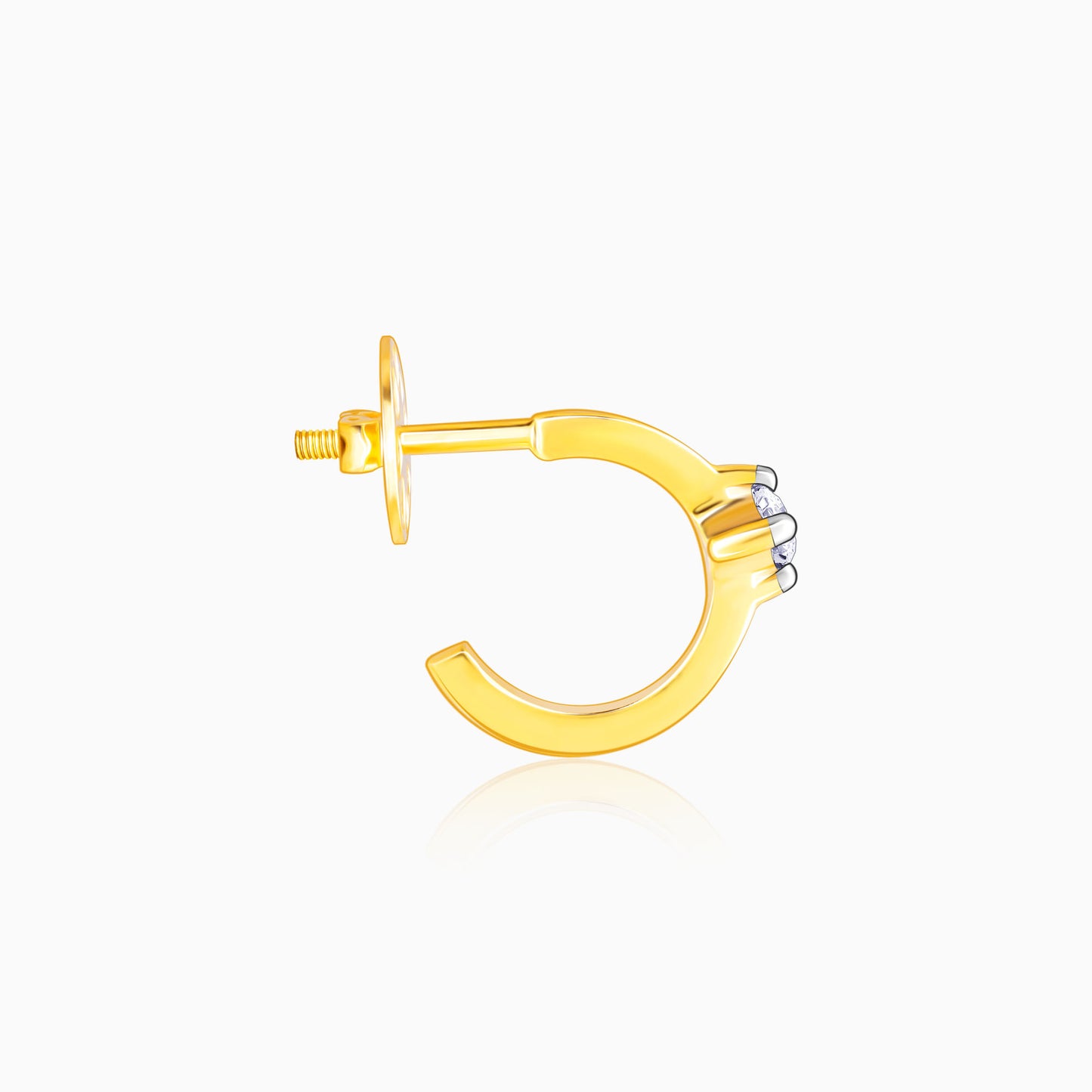 Gold Solitaire Hoop Diamond Earrings