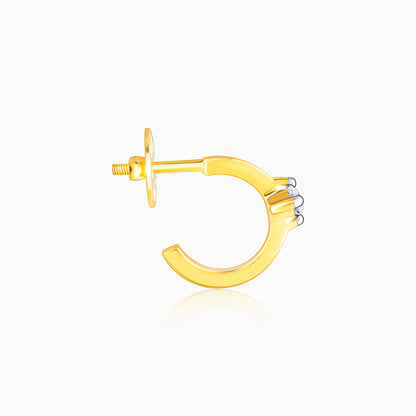 Gold Solitaire Hoop Diamond Earrings