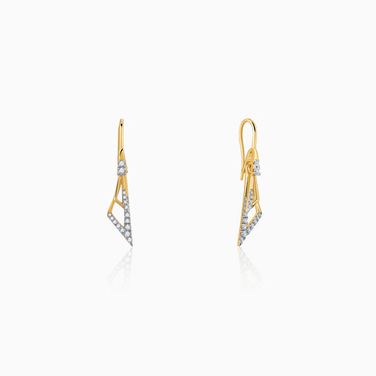 Gold Triangle Dangle Lab Grown Diamond Earrings
