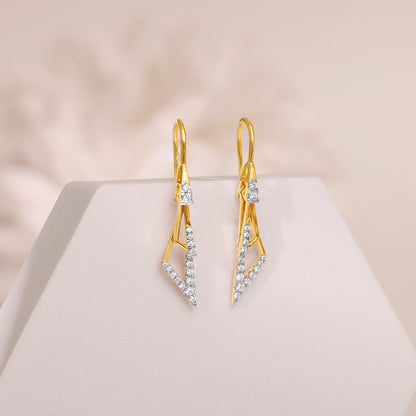 Gold Triangle Dangle Lab Grown Diamond Earrings