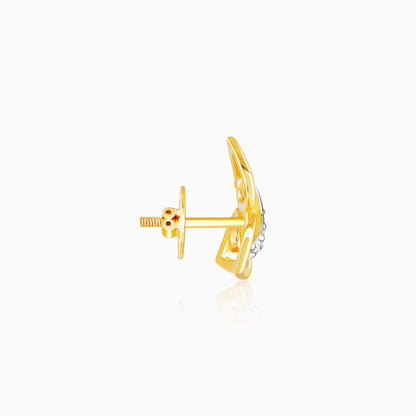 Gold Triple Floret Diamond Earrings
