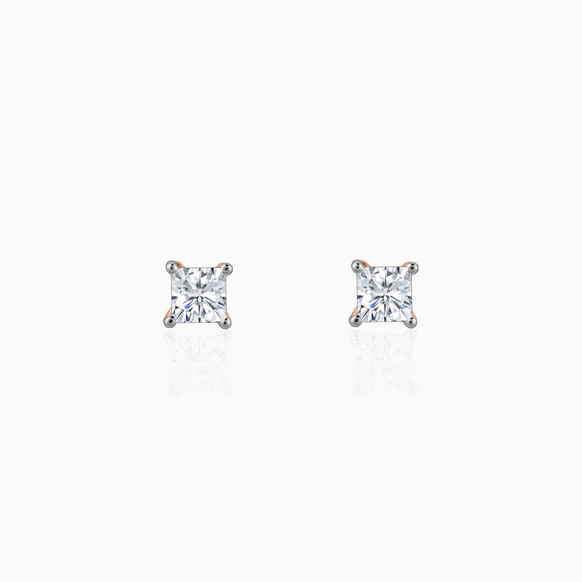 Rose Gold Pretty Solitaire Lab Grown Diamond Studs - Image 1