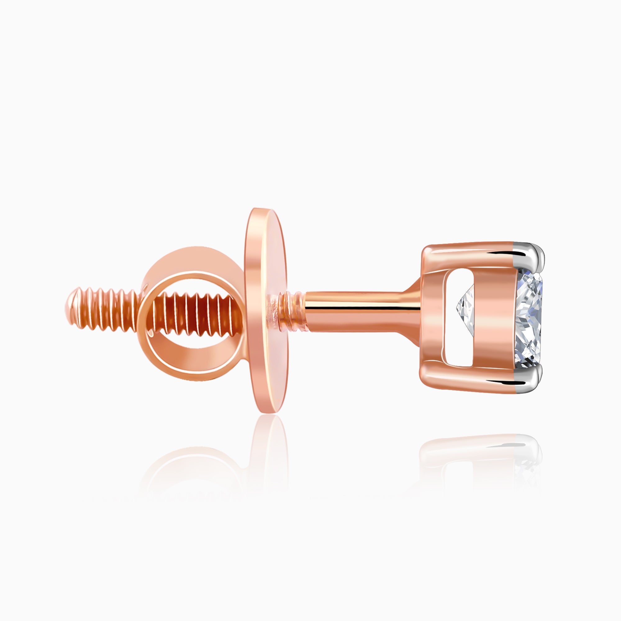 Rose Gold Pretty Solitaire Lab Grown Diamond Studs - view 5