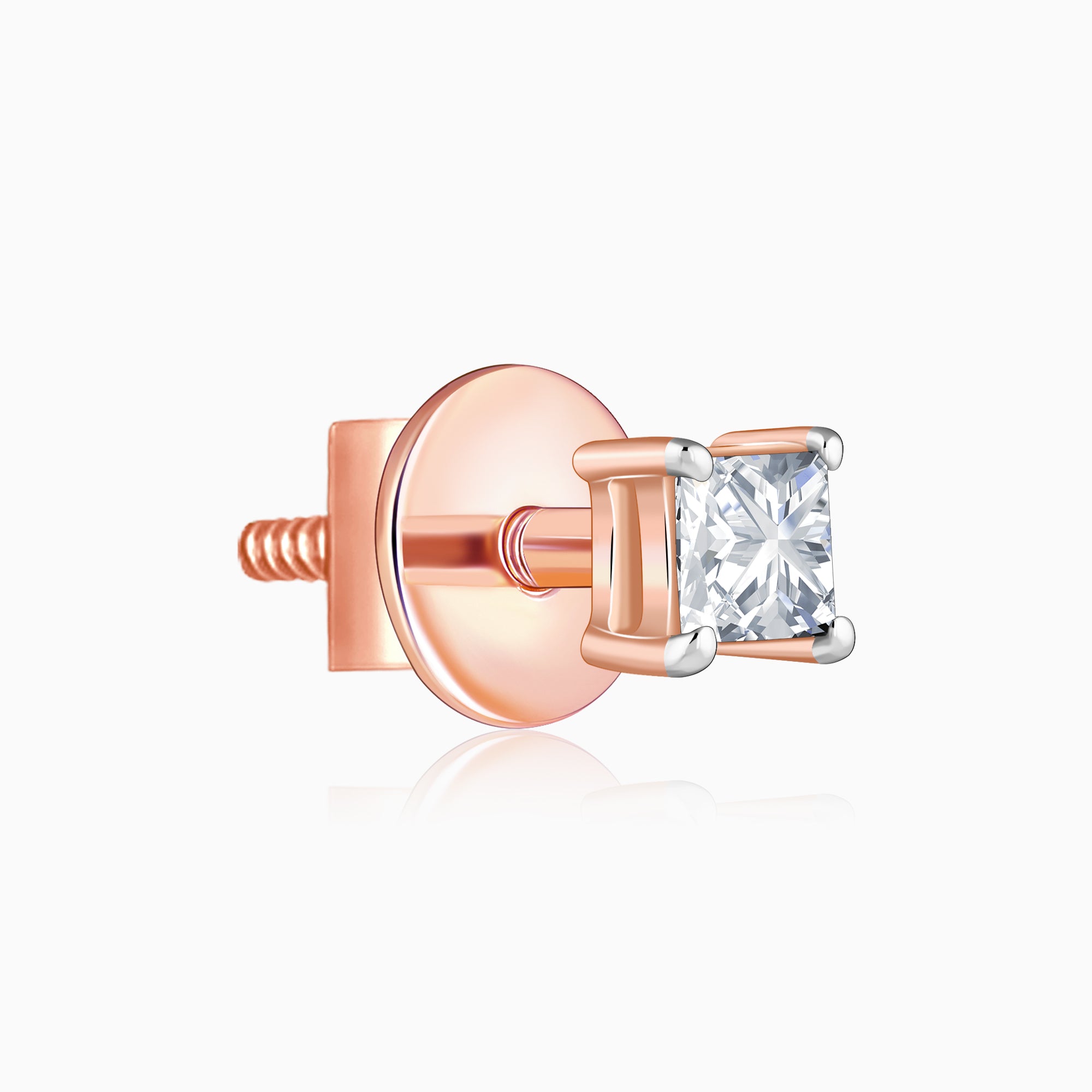 Rose Gold Pretty Solitaire Lab Grown Diamond Studs - view 4
