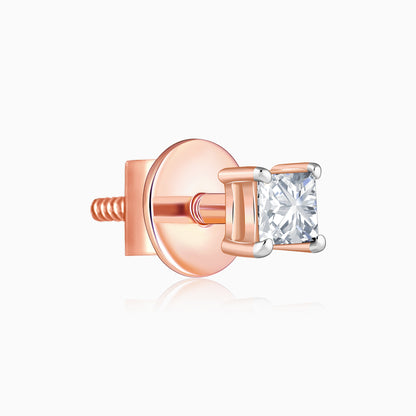 Rose Gold Pretty Solitaire Lab Grown Diamond Studs