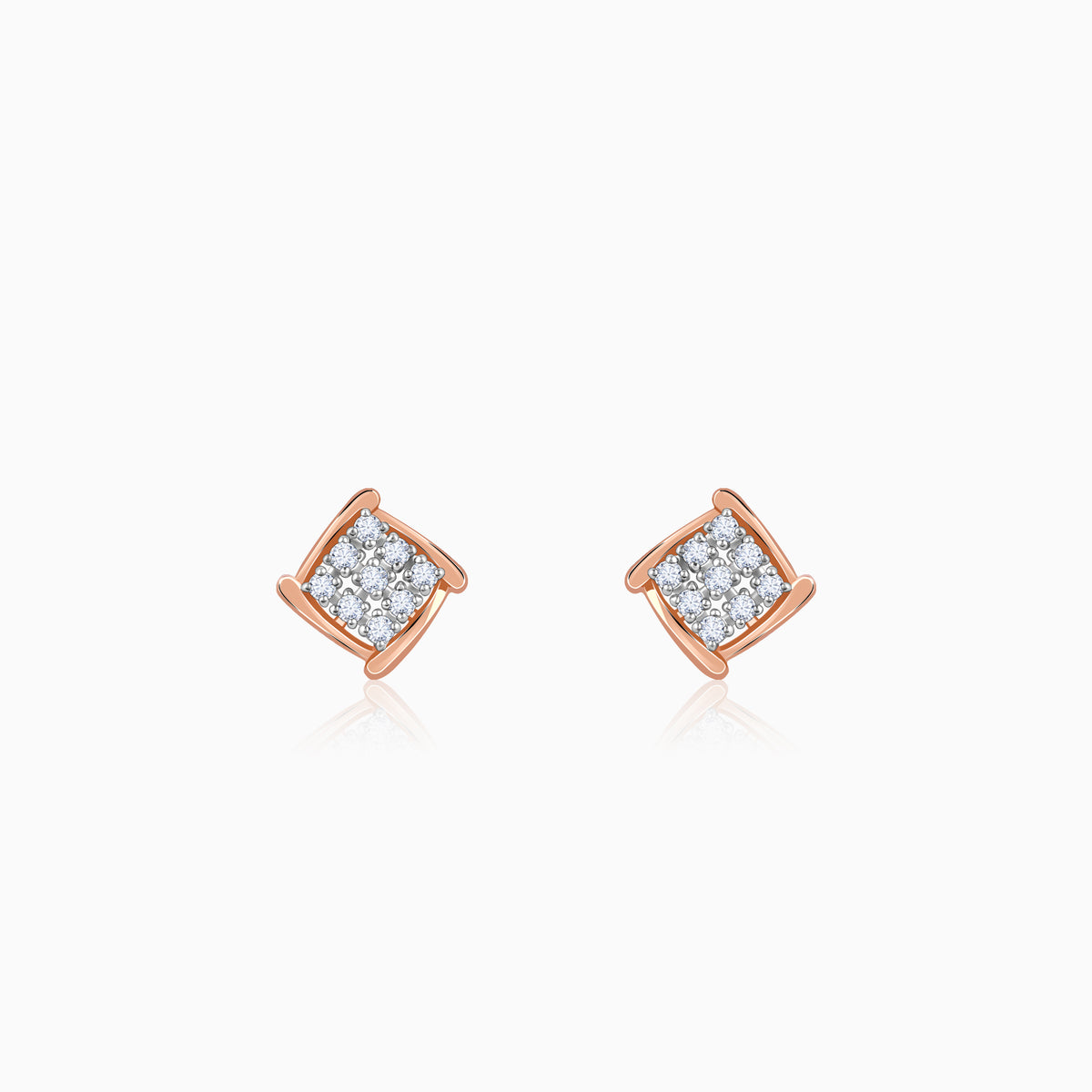 Rose Gold Sparkling Square Lab Grown Diamond Earrings
