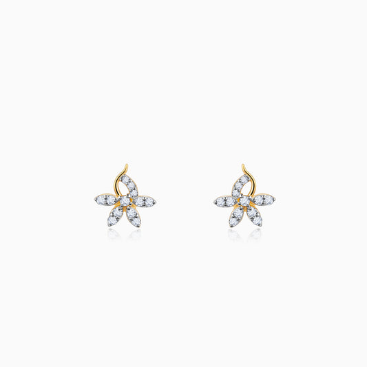 Gold Elegant Flora Diamond Earrings