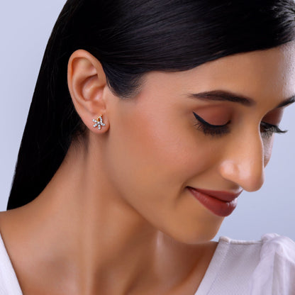 Gold Elegant Flora Diamond Earrings