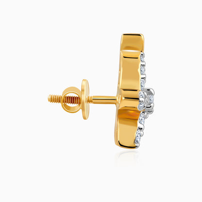 Gold Elegant Flora Diamond Earrings