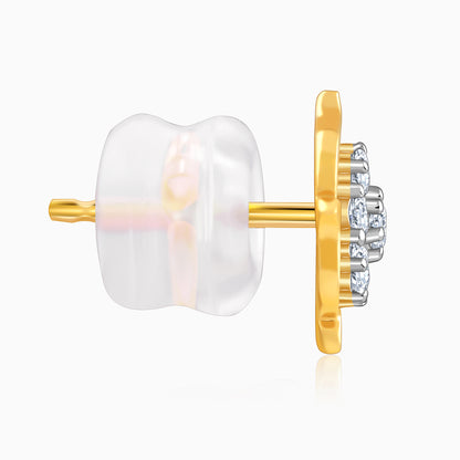 Gold Wavy Flower Diamond Earrings