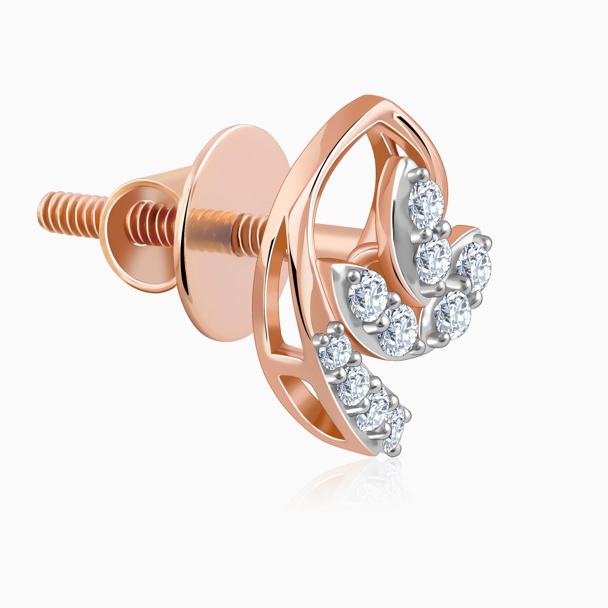 Rose Gold Petalia Lab Grown Diamond Earrings - view 4