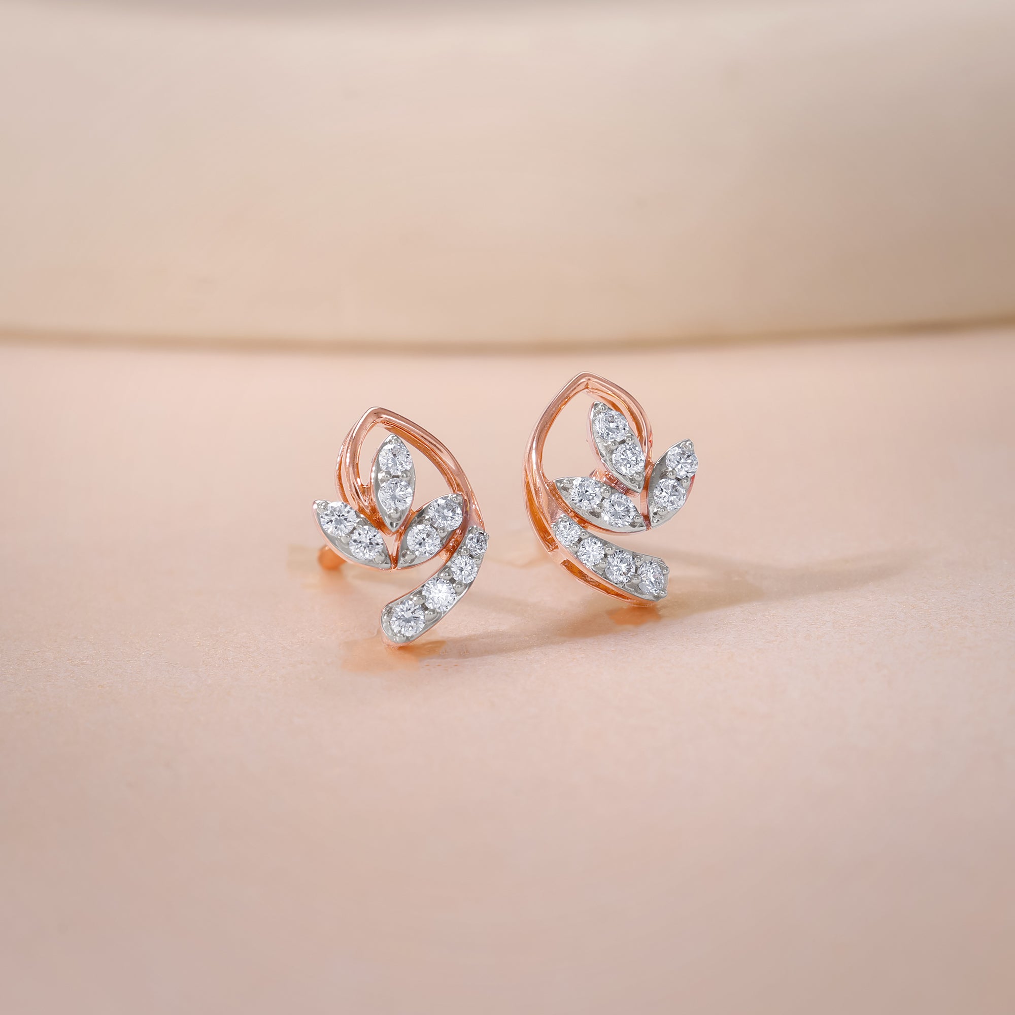 Rose Gold Petalia Lab Grown Diamond Earrings - view 2