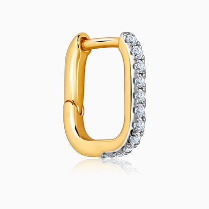 Gold Bold Circles Diamond J Hoop Earrings