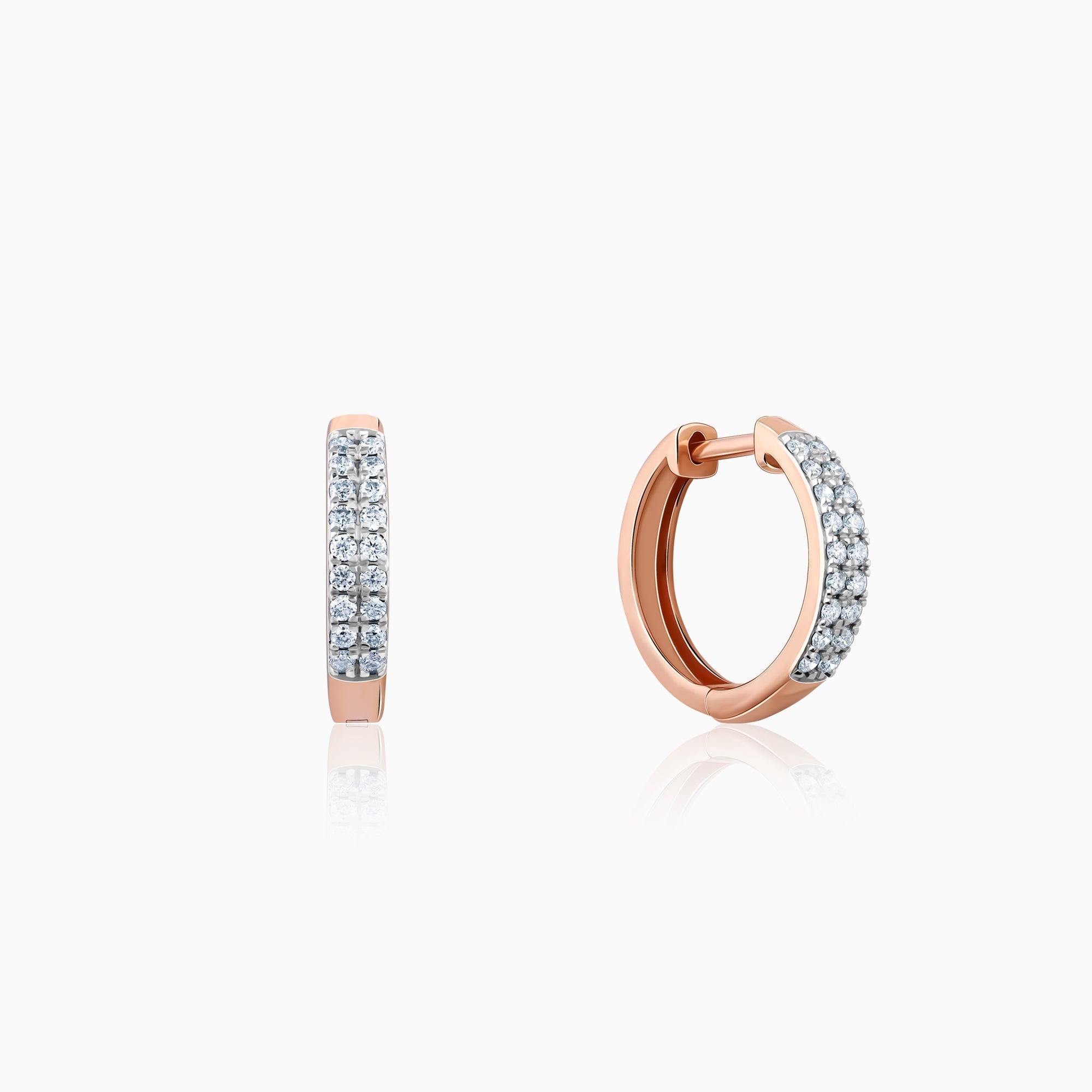Rose Gold Huggies Lab Grown Diamond Earrings - Image 1