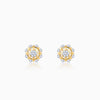 Gold Sparkling Dahlia Diamond Earrings