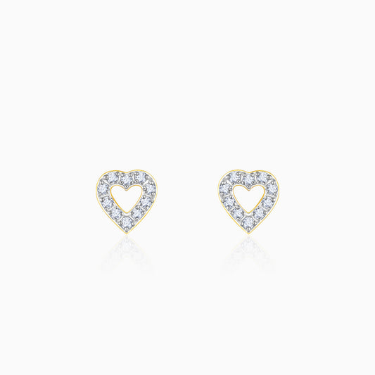 Gold Ambitious Heart Diamond Earrings