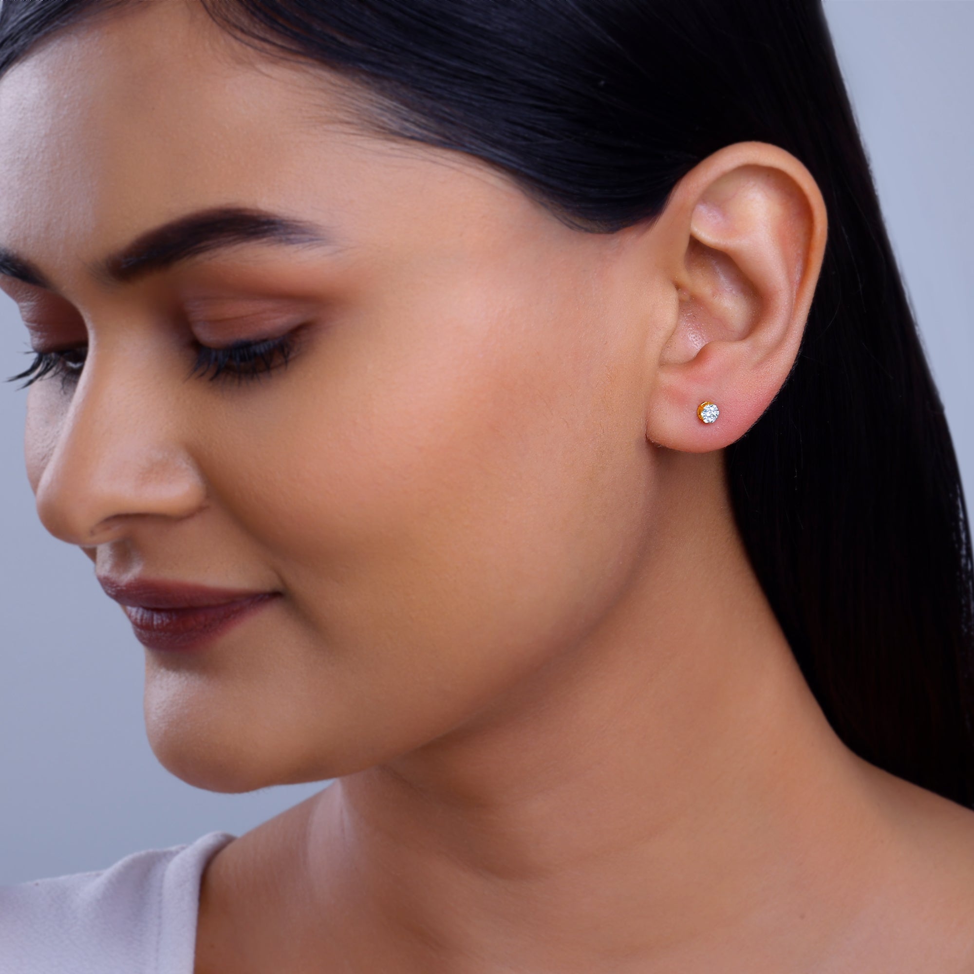 Gold Cute Spark Lab Grown Diamond Studs - view 3