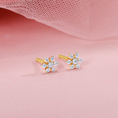 Gold Floral Glimmer Lab Grown Diamond Studs