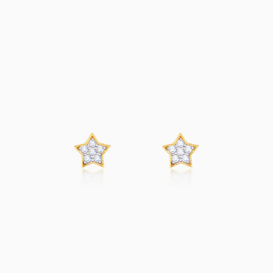 Gold Edgy Flower Diamond Earrings