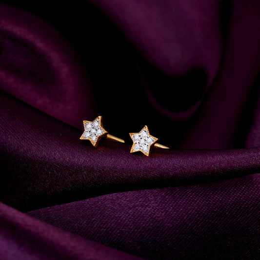 Gold Edgy Flower Diamond Earrings