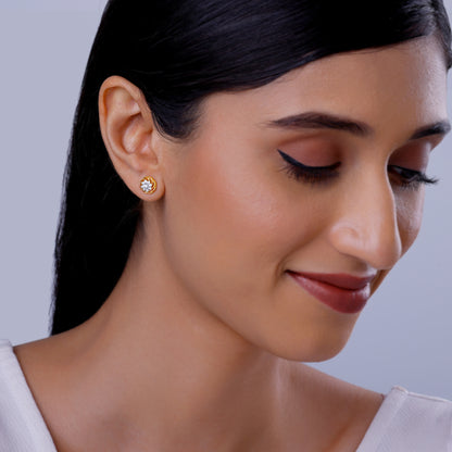 Gold Blooming Beauty Solitaire Diamond Earrings
