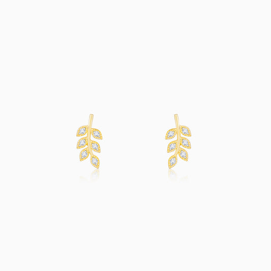 Gold Elegant Leaf Diamond Earrings