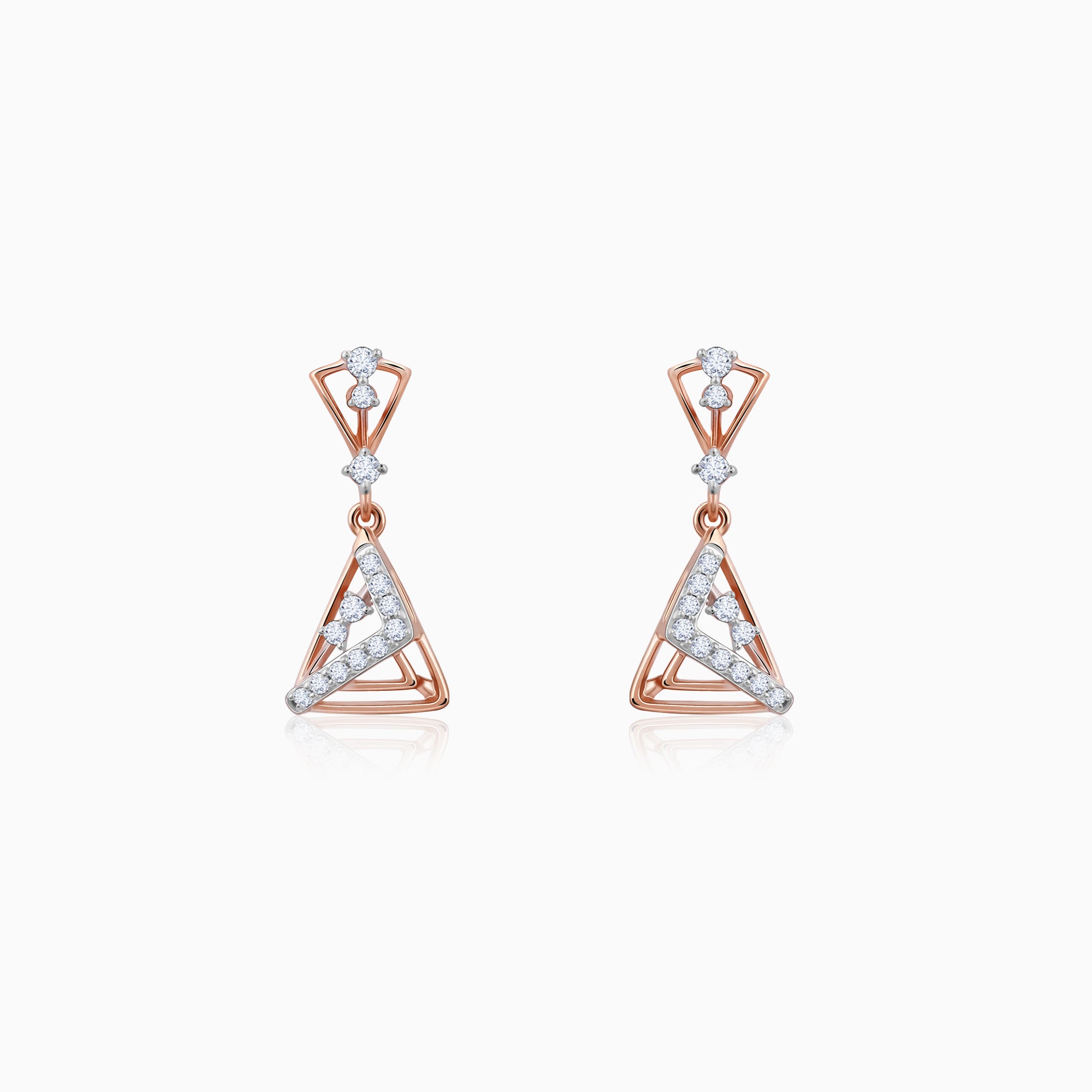 Rose Gold Ternion Lab Grown Diamond Dangler Earrings - Image 1