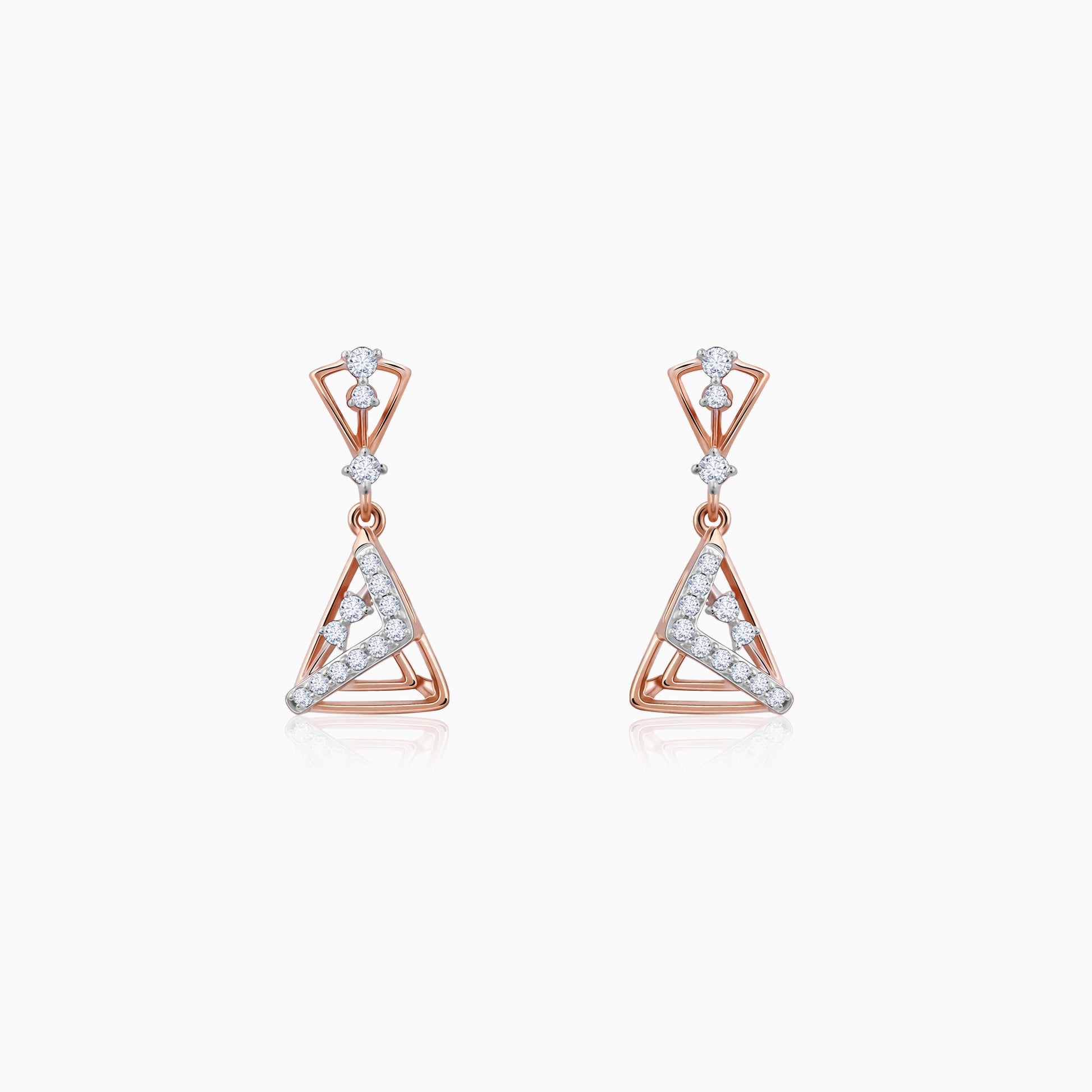 Rose Gold Ternion Dangler Earrings- gold earrings for women