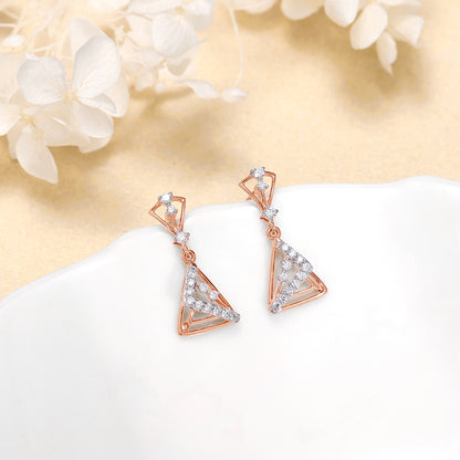 Rose Gold Ternion Lab Grown Diamond Dangler Earrings