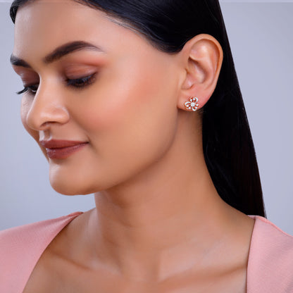 Rose Gold Floral Bae Lab Grown Diamond Earrings