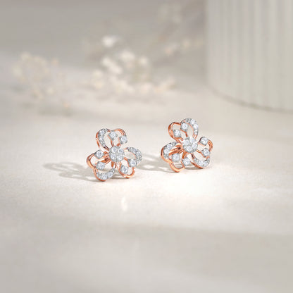 Rose Gold Floral Bae Lab Grown Diamond Earrings