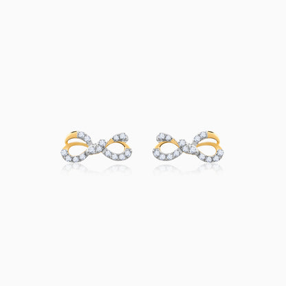 Gold Ribbon Love Lab Grown Diamond Earrings