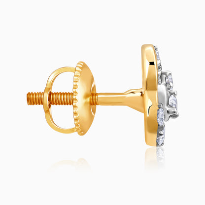 Gold Ribbon Love Lab Grown Diamond Earrings