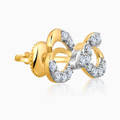 Gold Ribbon Love Lab Grown Diamond Earrings