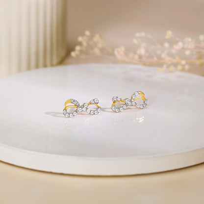 Gold Ribbon Love Lab Grown Diamond Earrings